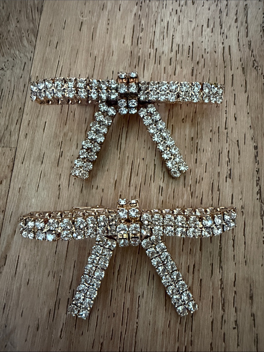 Sister Jane Gold Crystal Bow Hair Clips - Clear Rhinestones